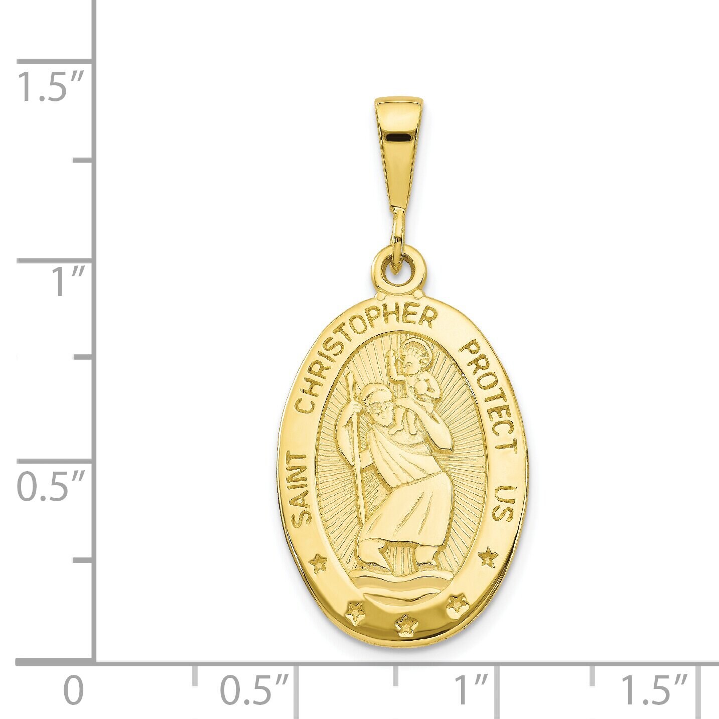 10K Yellow Gold St Christopher Protect Us Oval Medal