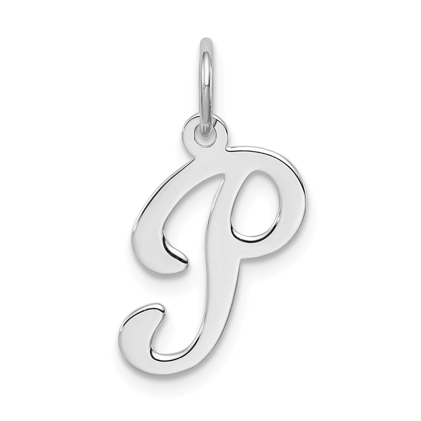 Sterling Silver Stamped Initial Letter P Charm Pendant Jewerly 20mm x 12mm