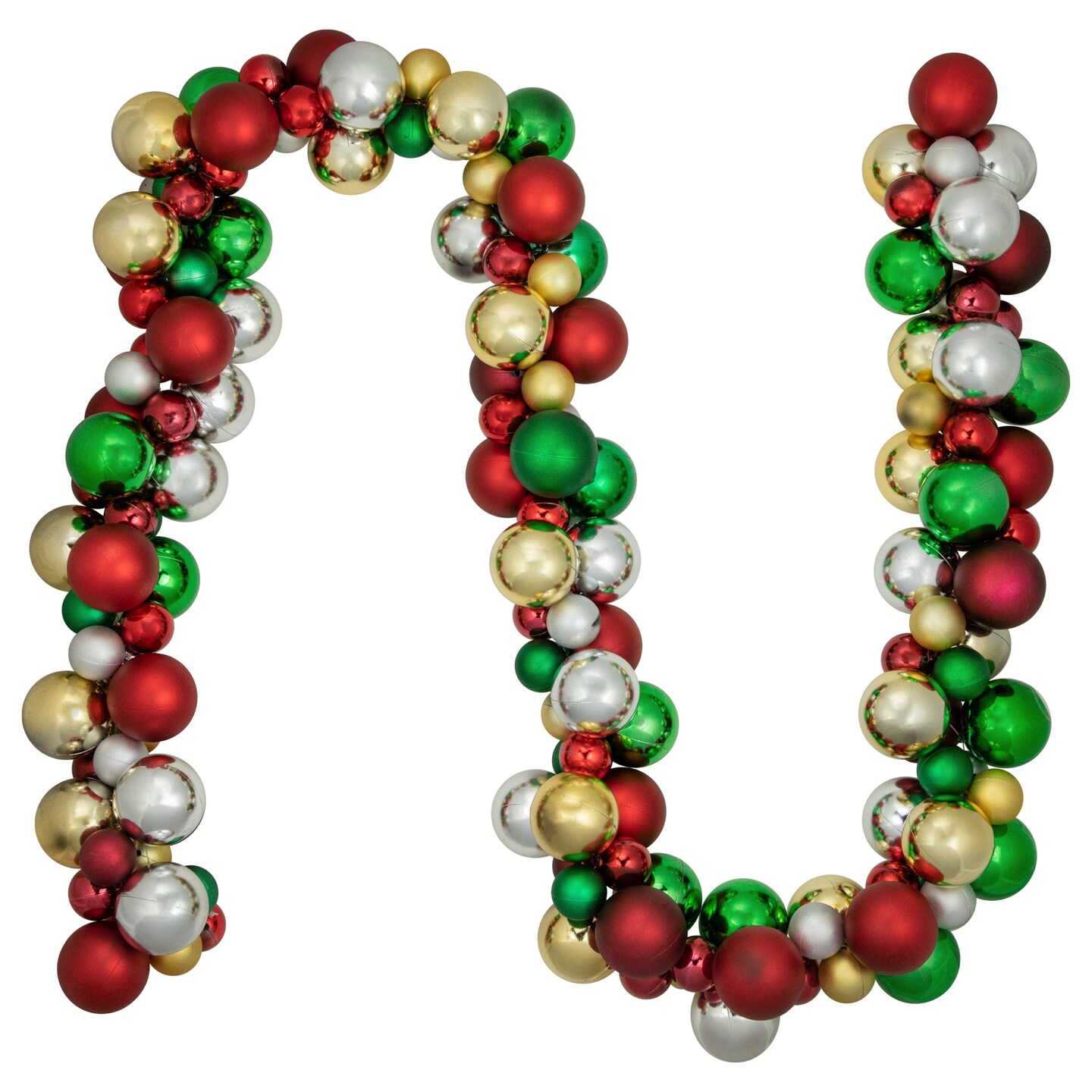 Northlight 6&#x27; Traditional Colors 2-Finish Shatterproof Ball Christmas Garland