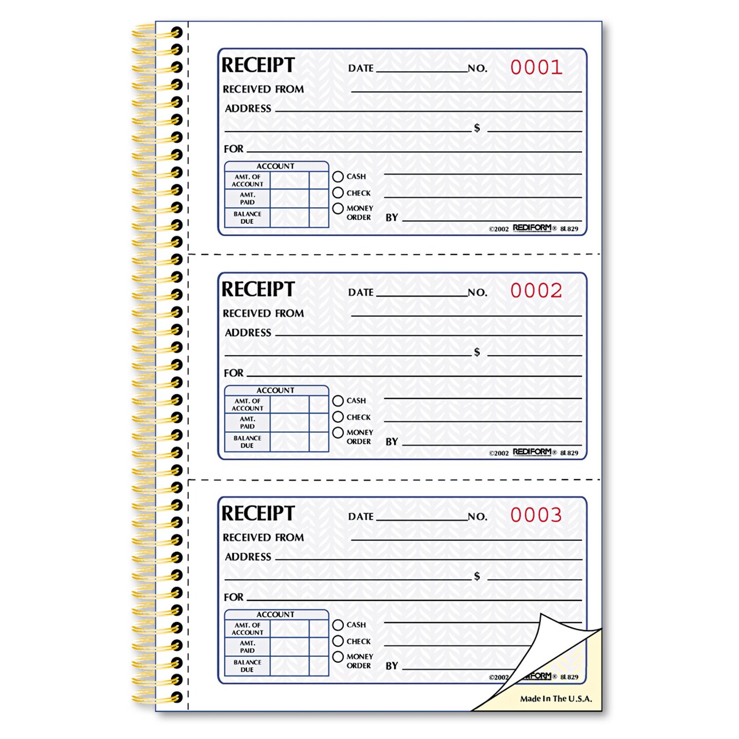 Rediform Money Receipt Book 5 x 2 3/4 Two-Part Carbonless 225 Sets/Book