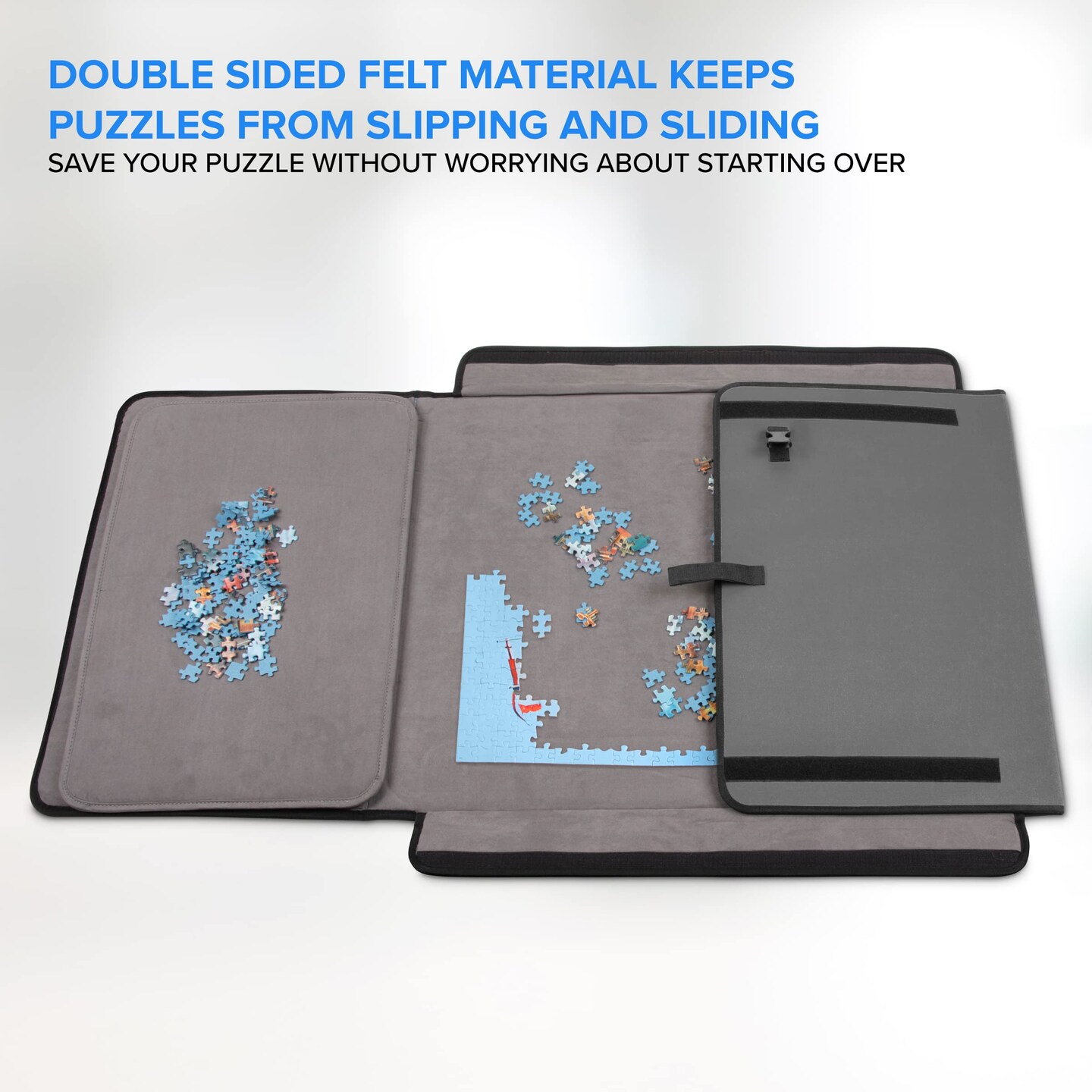 Jumbl Velcro Puzzle Portfolio Caddy, Puzzle Holder W/Puzzle Trays & Handle for 1,000-Piece Puzzles