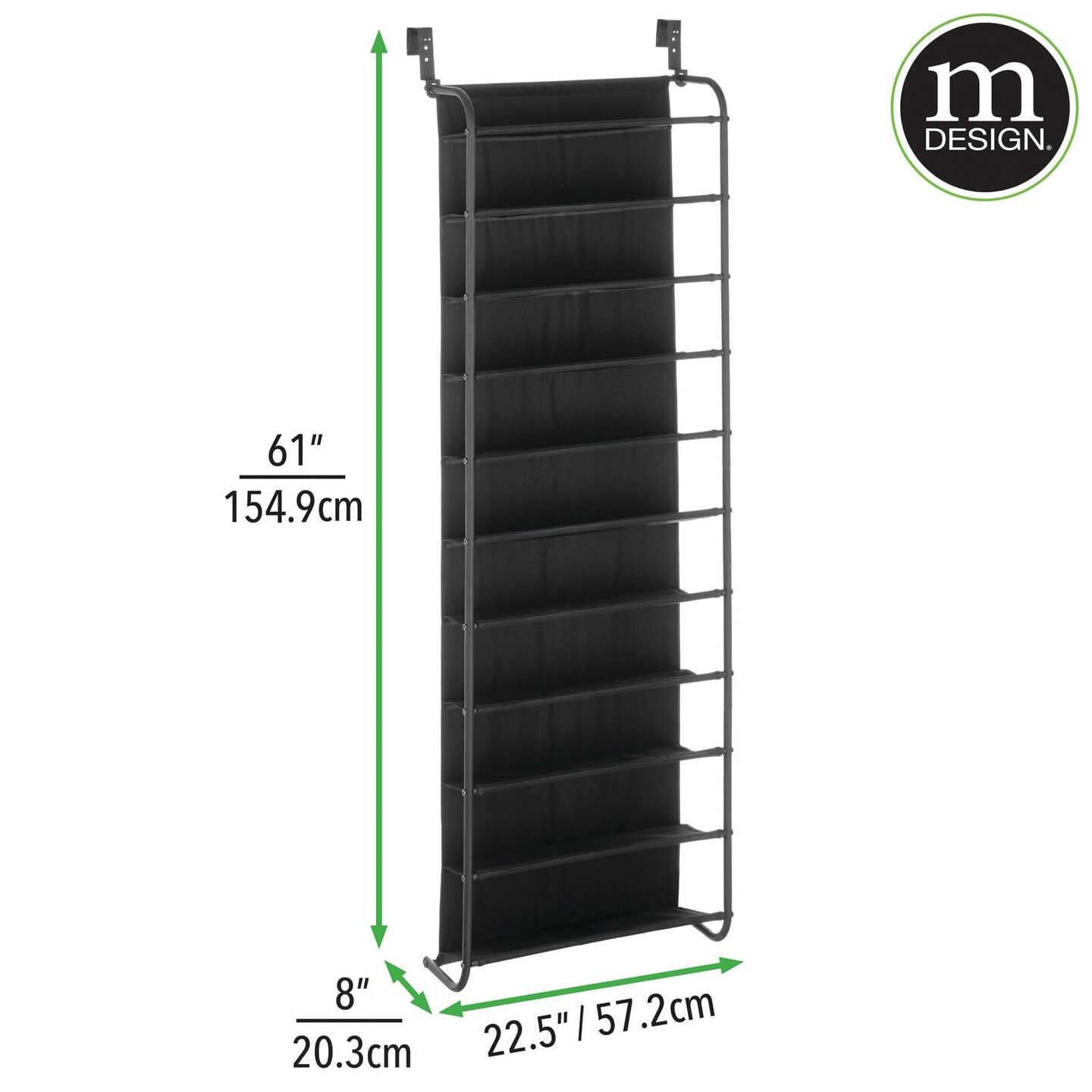 mDesign Large Wall Mount/Over Door 11 Shelf Hanging Storage Rack