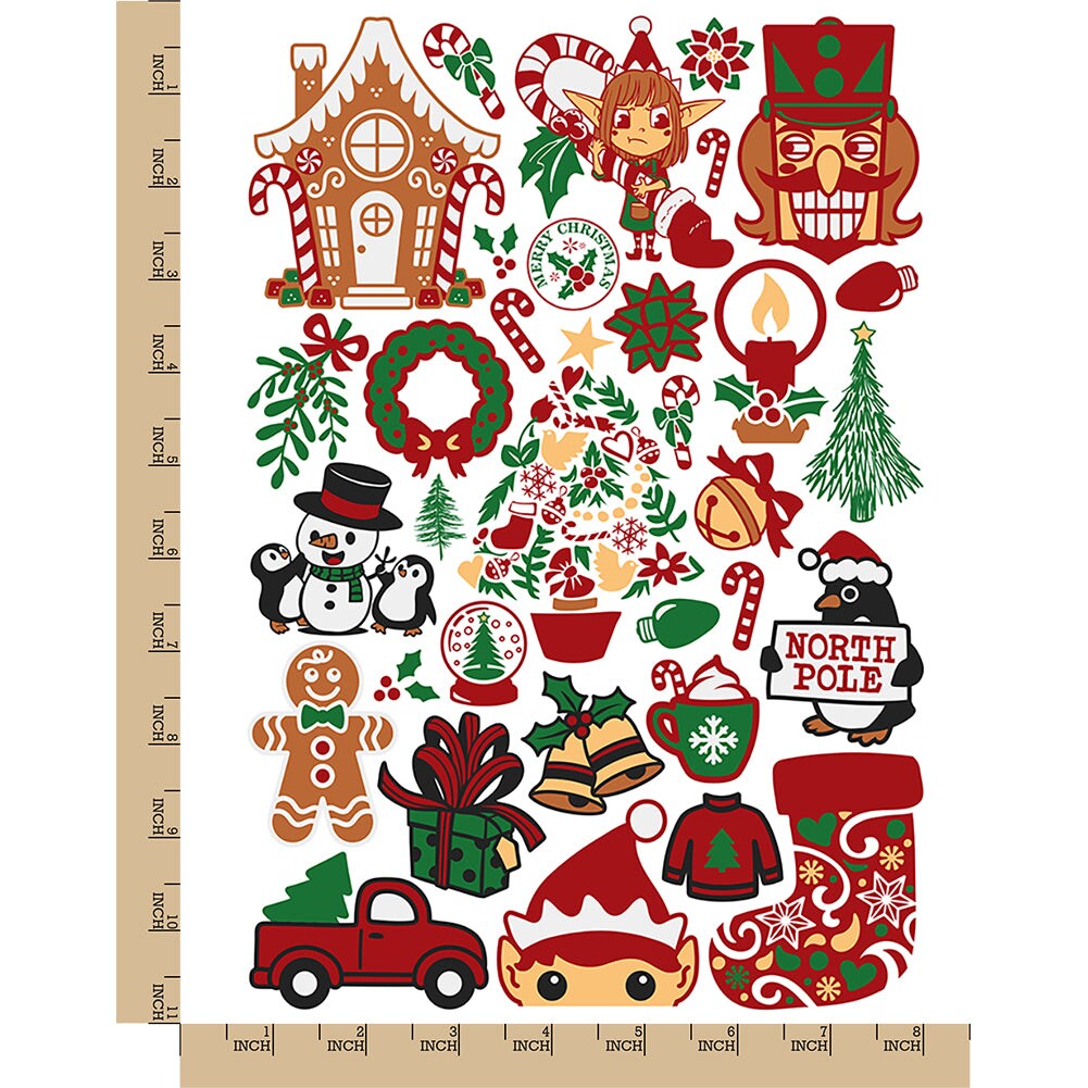 Festive Christmas Holiday Temporary Tattoo Water Resistant Fake Body Art Set Collection