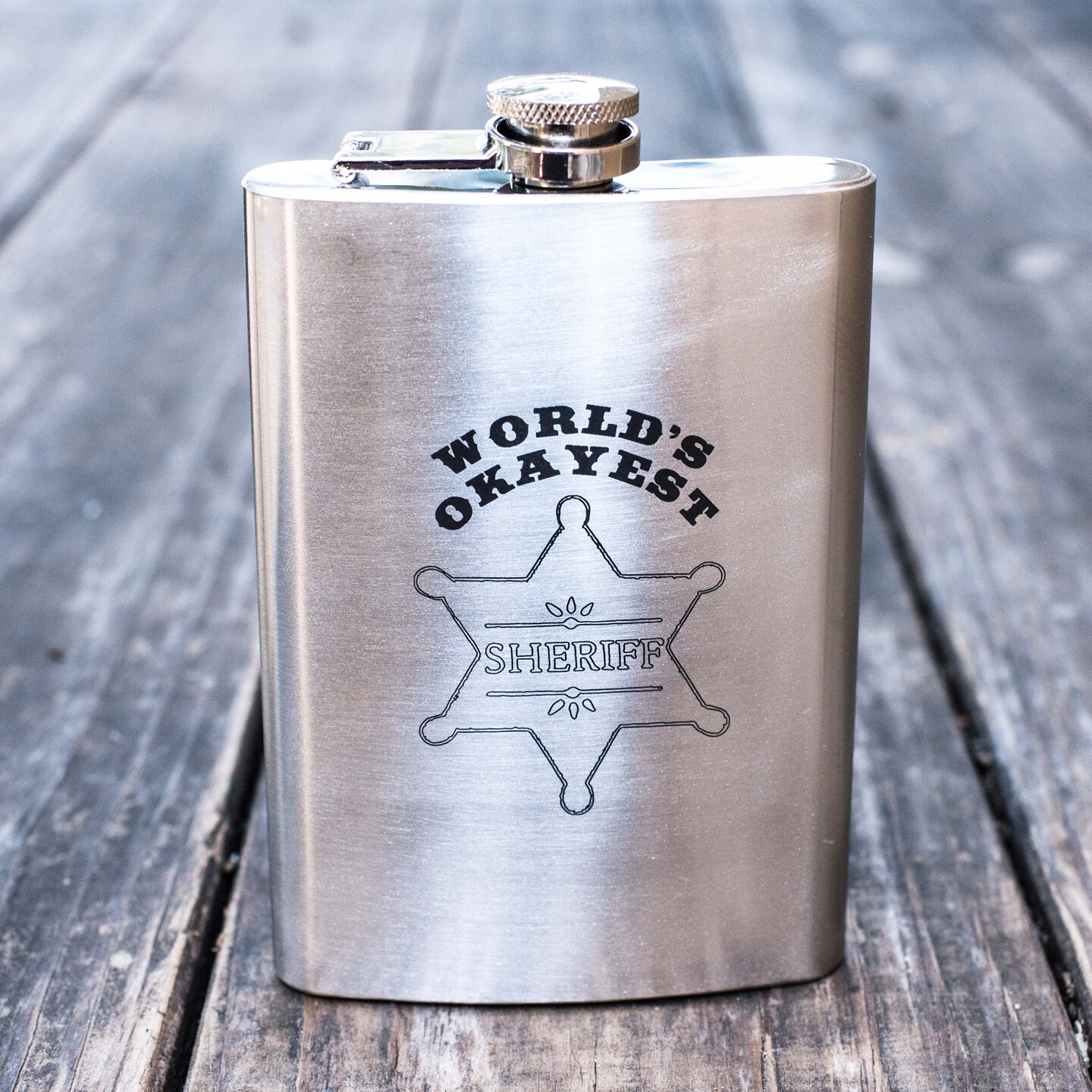 8oz World's Okayest Sheriff Stainless Steel Flask 8oz World's Okayest Sheriff Stainless Steel Flask