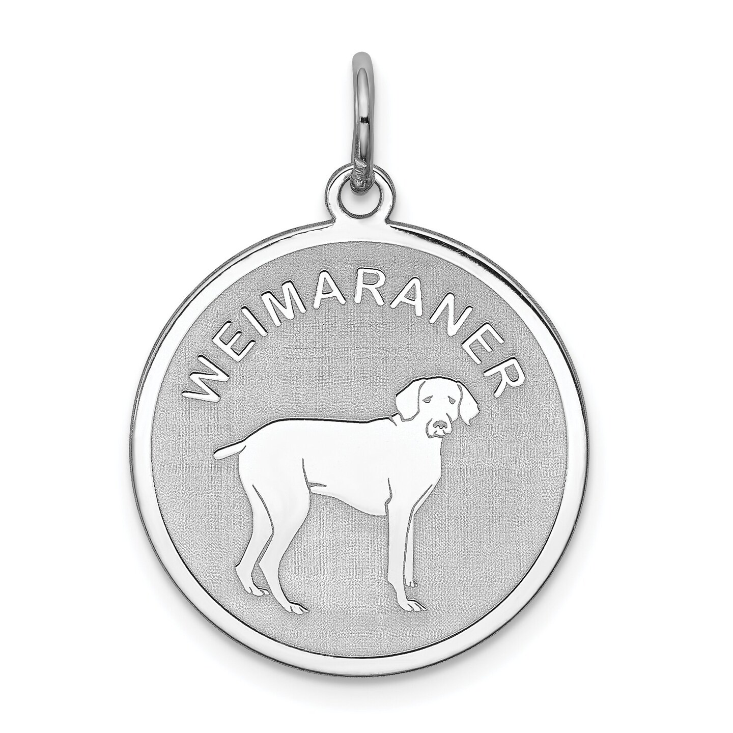 Sterling Silver Weimaraner Disc Charm Pendant Jewelry 26mm x 19mm