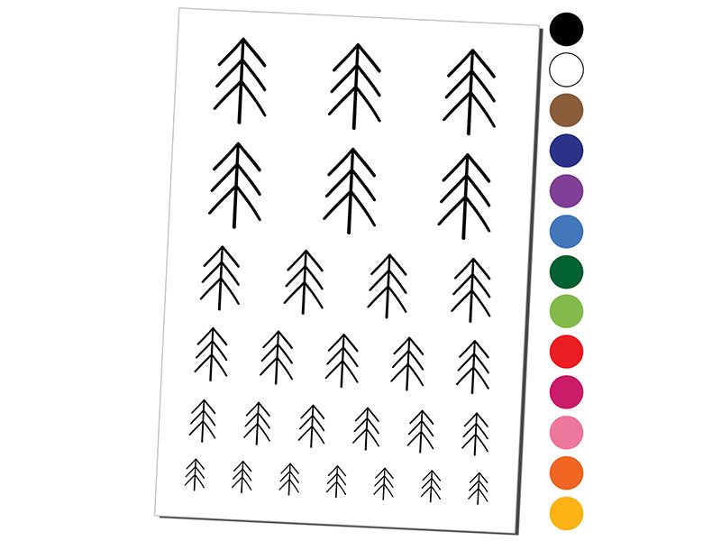 Simple Pine Tree Temporary Tattoo Water Resistant Fake Body Art Set Collection