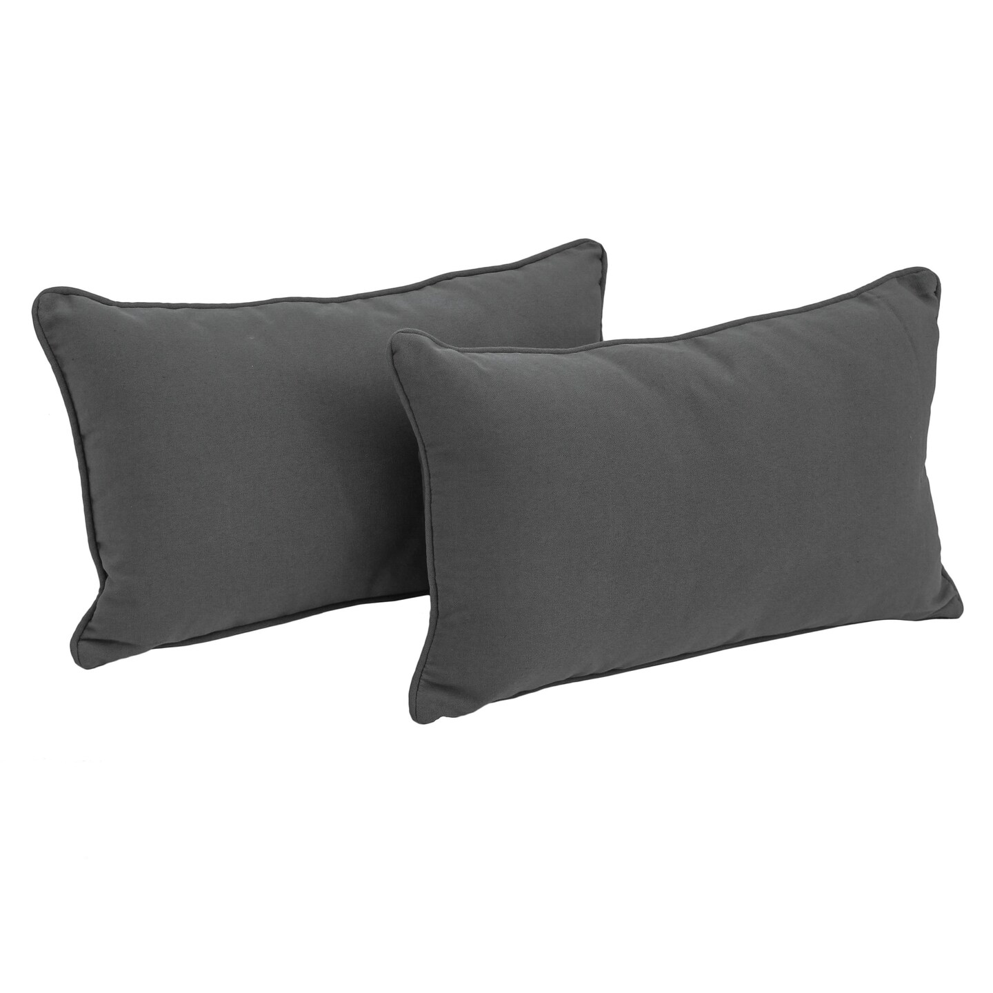 20-inch by 12-inch Double-corded Solid Twill Back Support Pillows with Inserts (Set of 2) - Steel Grey