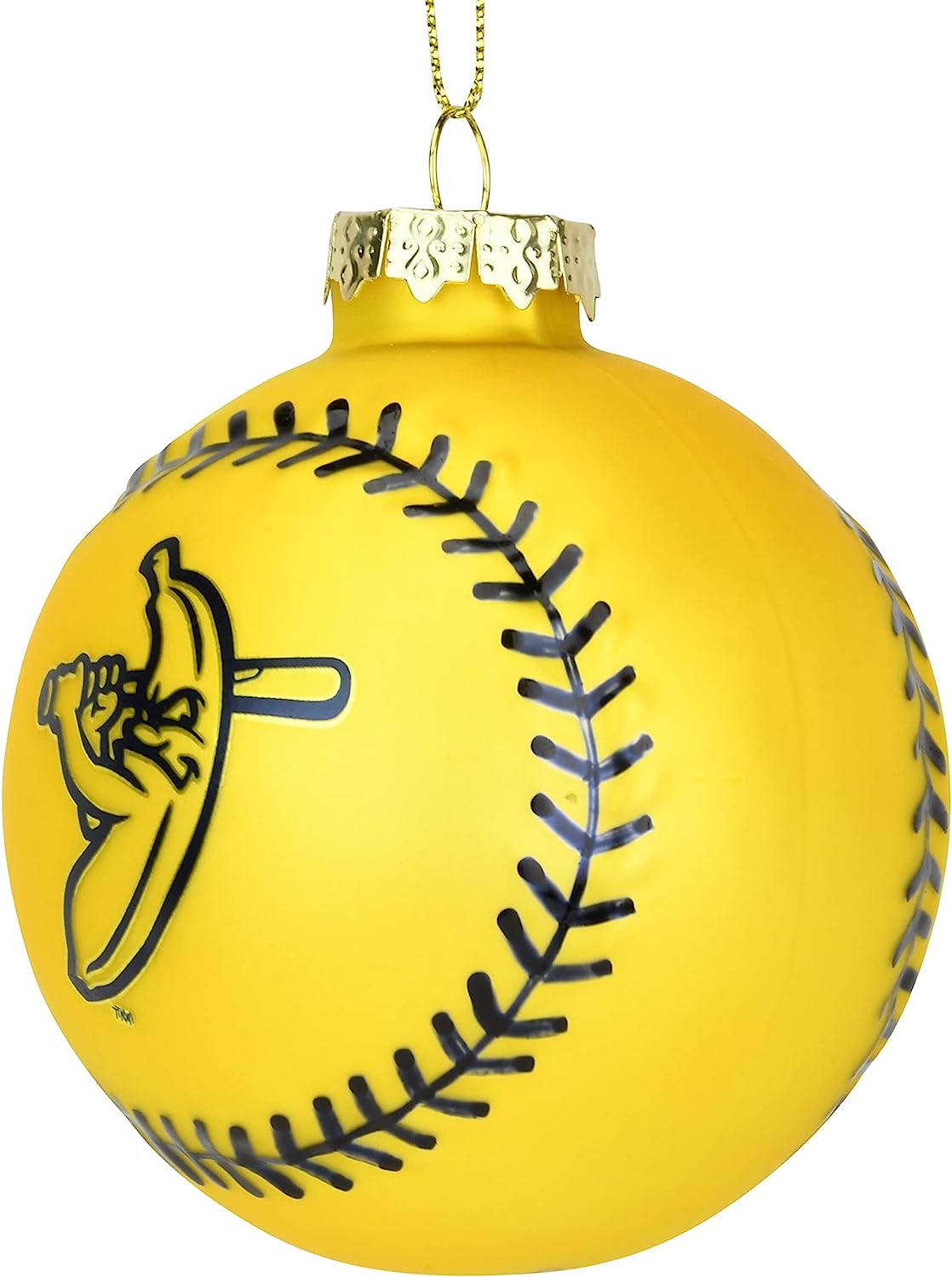 Tree Buddees x Savannah Bananas Yellow Banana Ball Baseball Shaped Glass Christmas Ornament (Banana Ball)