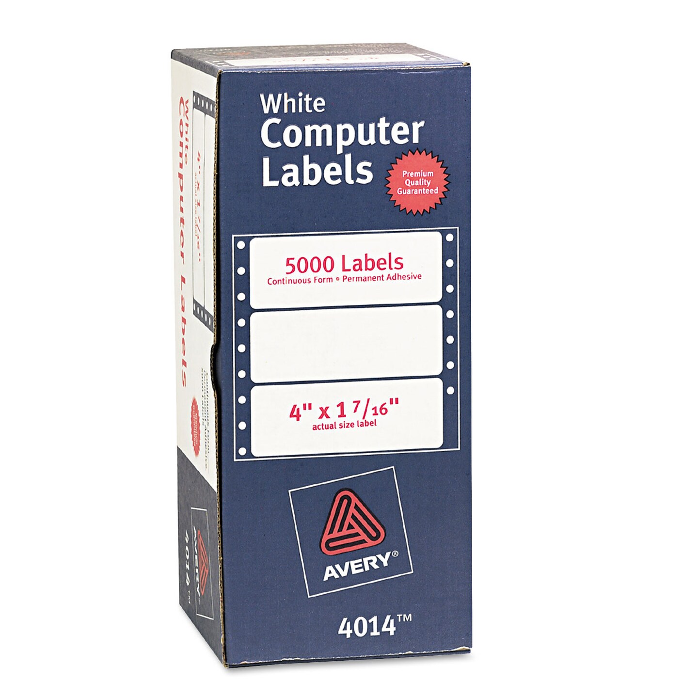 Avery Dot Matrix Printer Mailing Labels Pin-Fed Printers 1.44 x 4 White 5000/Box