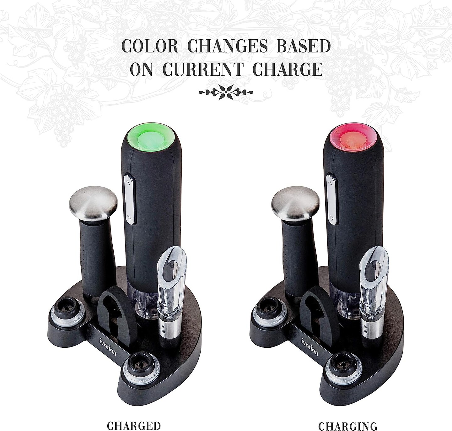 Ivation Electric Wine Opener, 7-Piece Wine Gift Set, Electric Bottle Opener, Wine Aerator Pourer