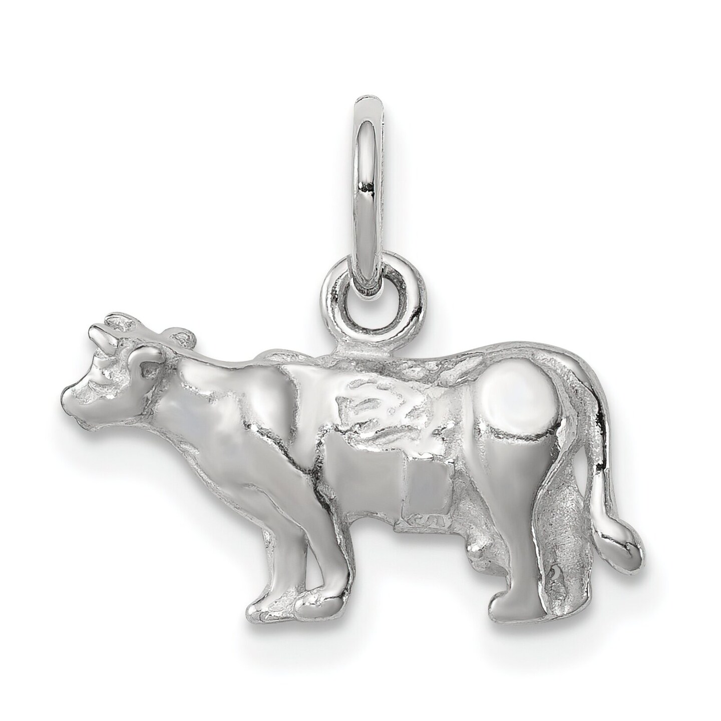 Sterling Silver Cow Charm Pendant Farm Animal Jewelry 15mm x 16mm