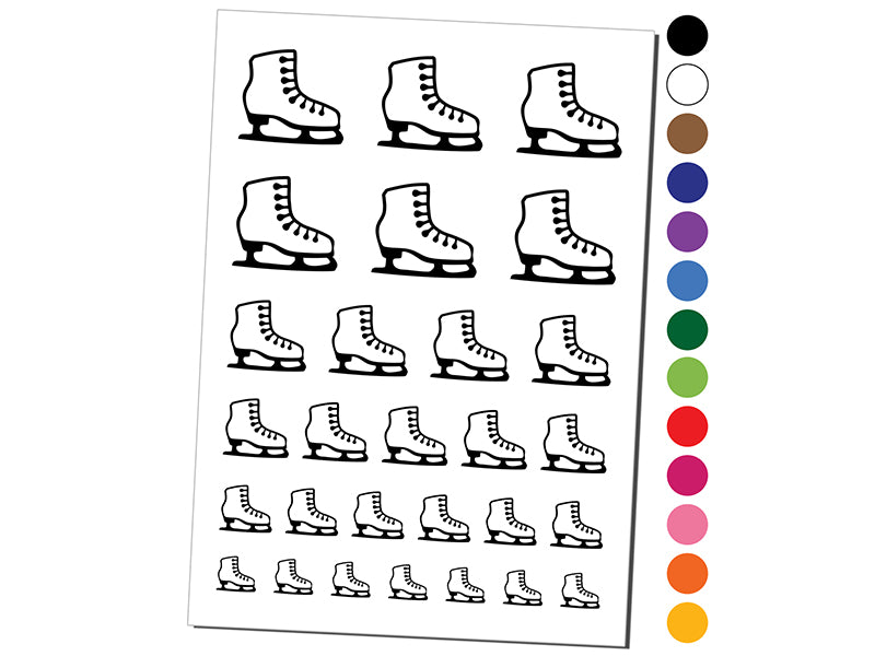 Ice Skating Figure Skates Temporary Tattoo Water Resistant Fake Body Art Set Collection
