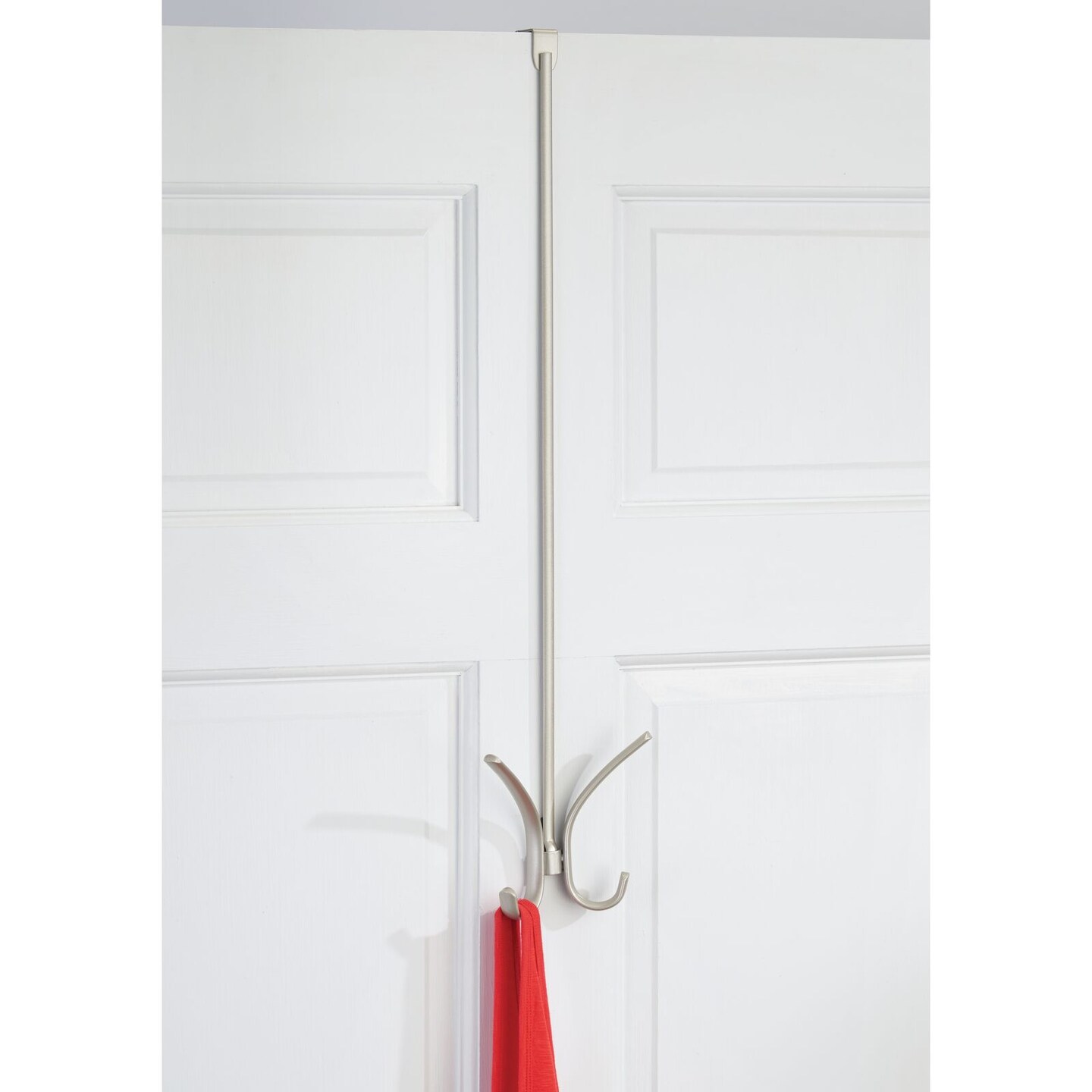 mDesign Metal Over Door Quad 4 Hook Storage Organizer Rack, Tall, 2 Pack