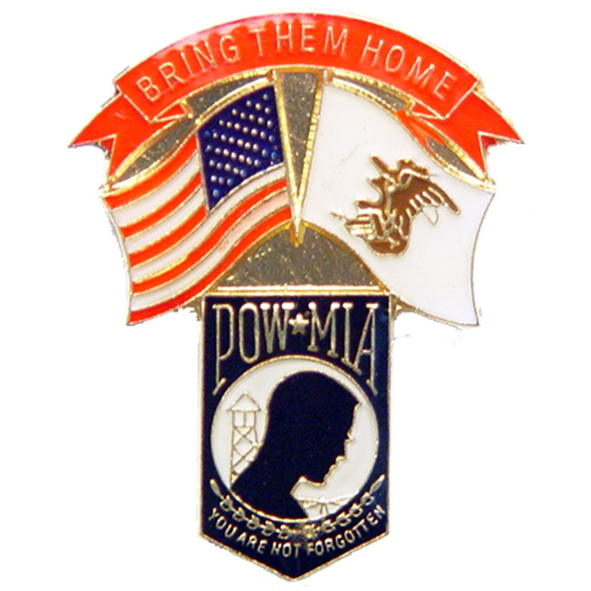 American POW &#x26; Illinois Flags Pin 1 1/4&#x22;