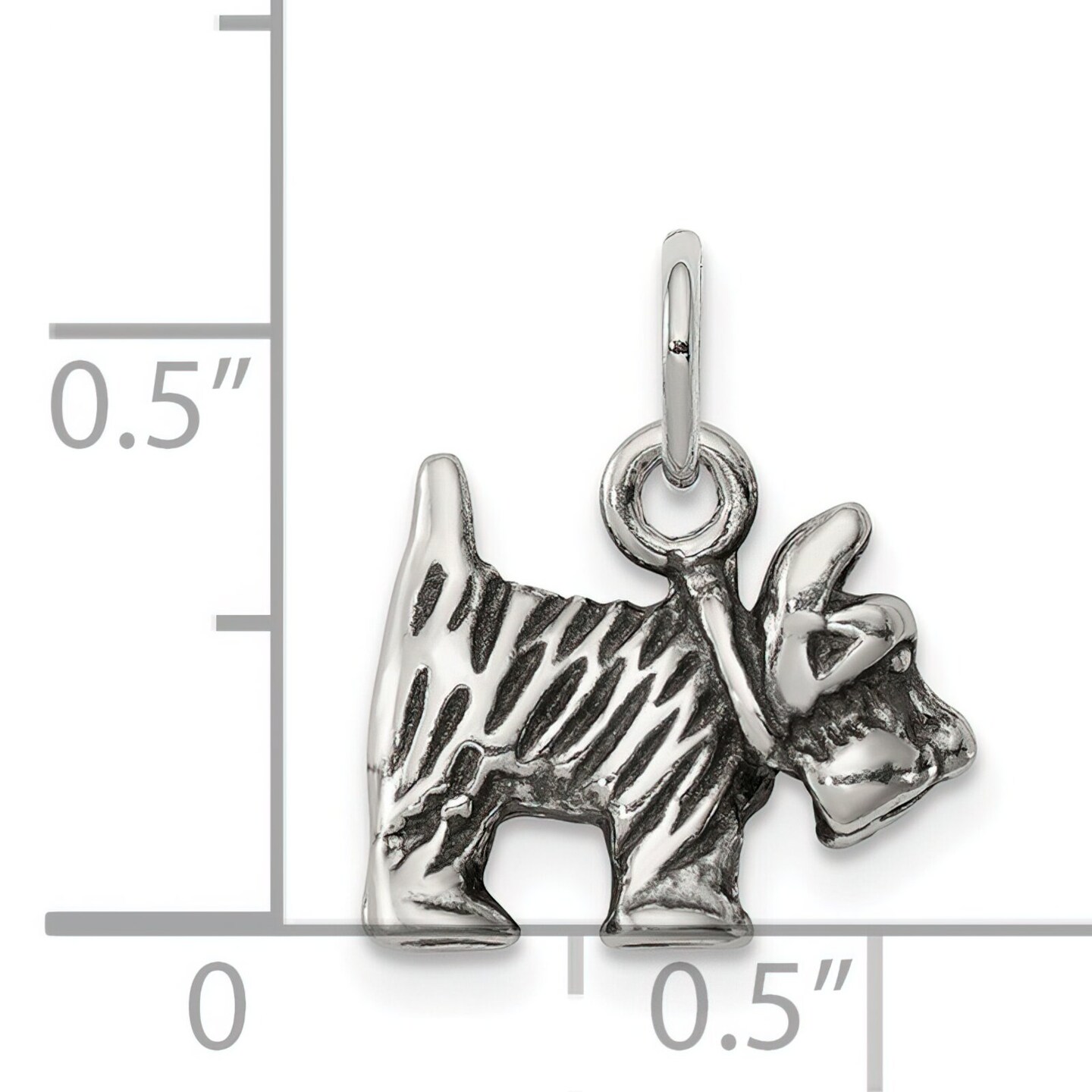 Sterling Silver Antiqued Scottish Terrier Charm Pendant Jewerly 9mm x 14mm