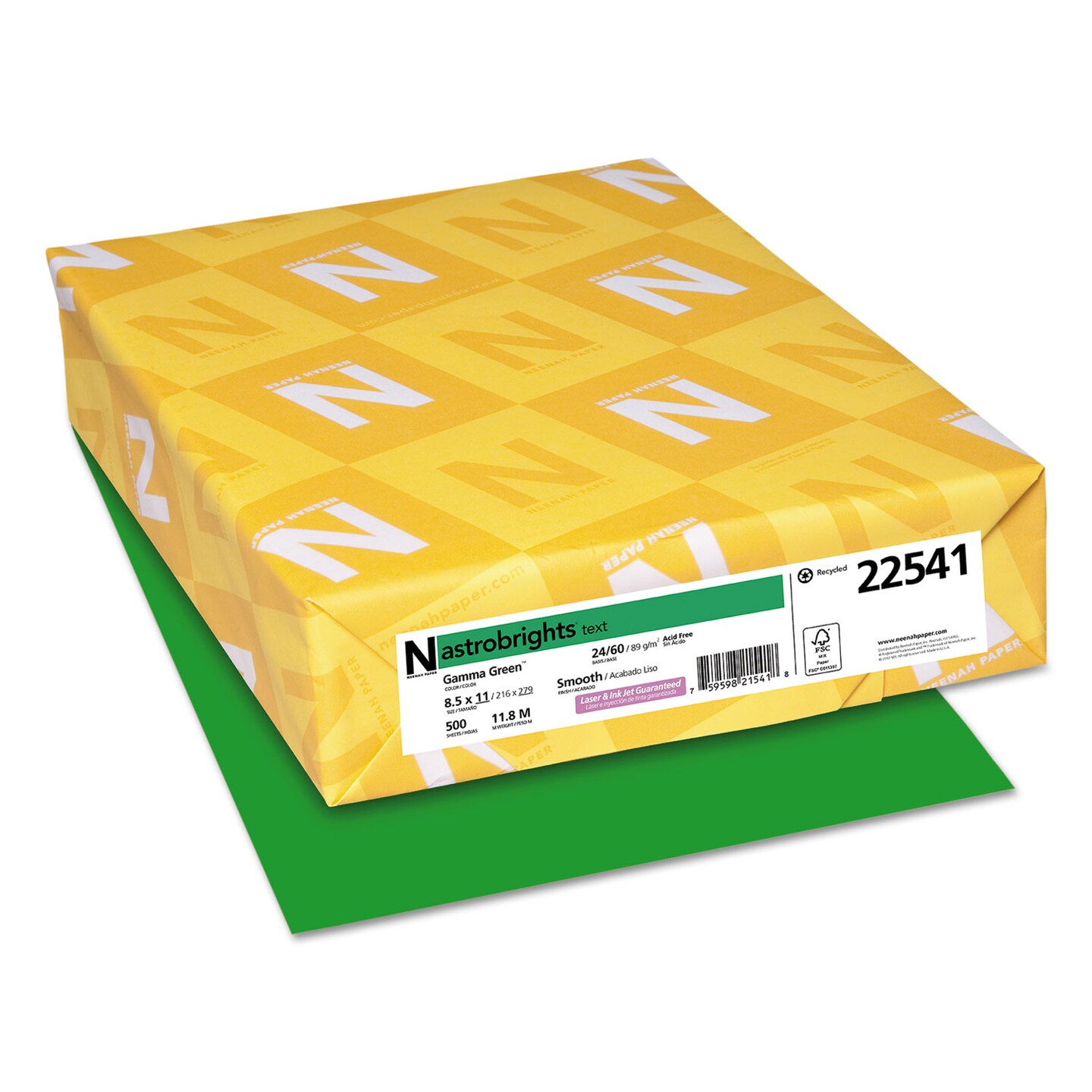 Astrobrights Color Paper 24 lb 8.5 x 11 Gamma Green 500/Ream
