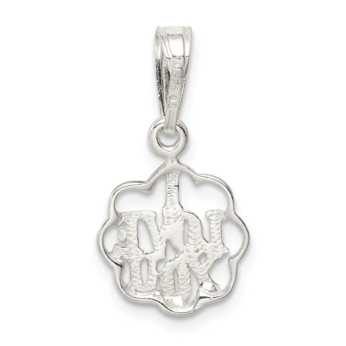 Sterling Silver I Love You Charm Pendant Jewelry 23mm x 12mm