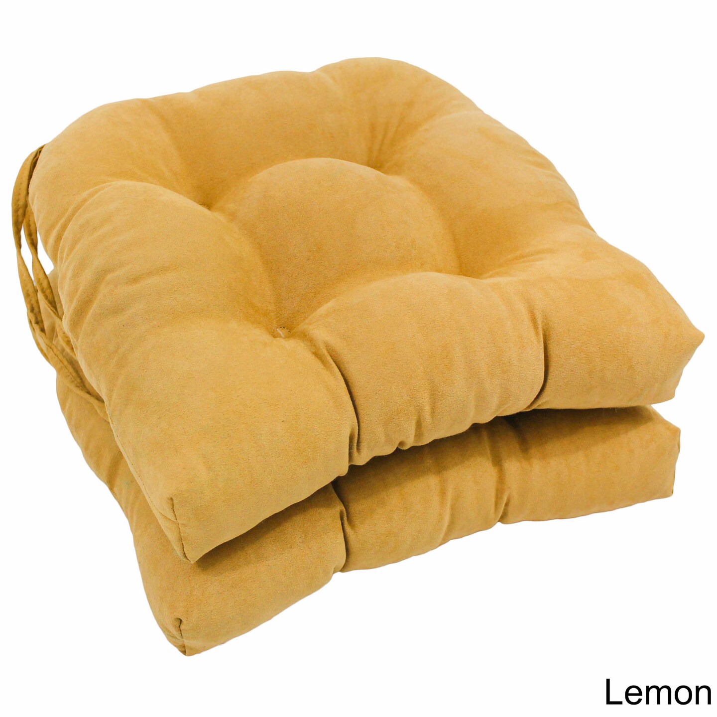 16-inch Solid Microsuede U-shaped Tufted Chair Cushions (Set of 2) - Lemon