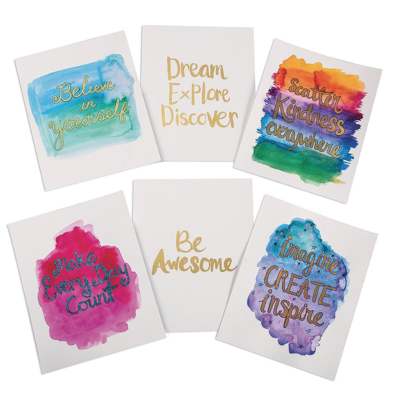 S&s Worldwide Watercolor Resist Art Prints, 6 Each Of 6 Inspirational 