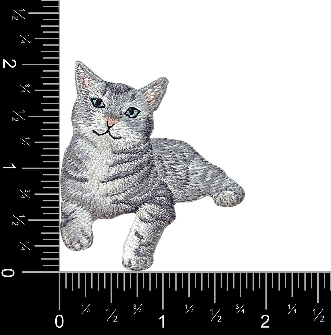 Gray Tabby Cat, Kitten, Realistic Pets, Embroidered, Iron on Patch