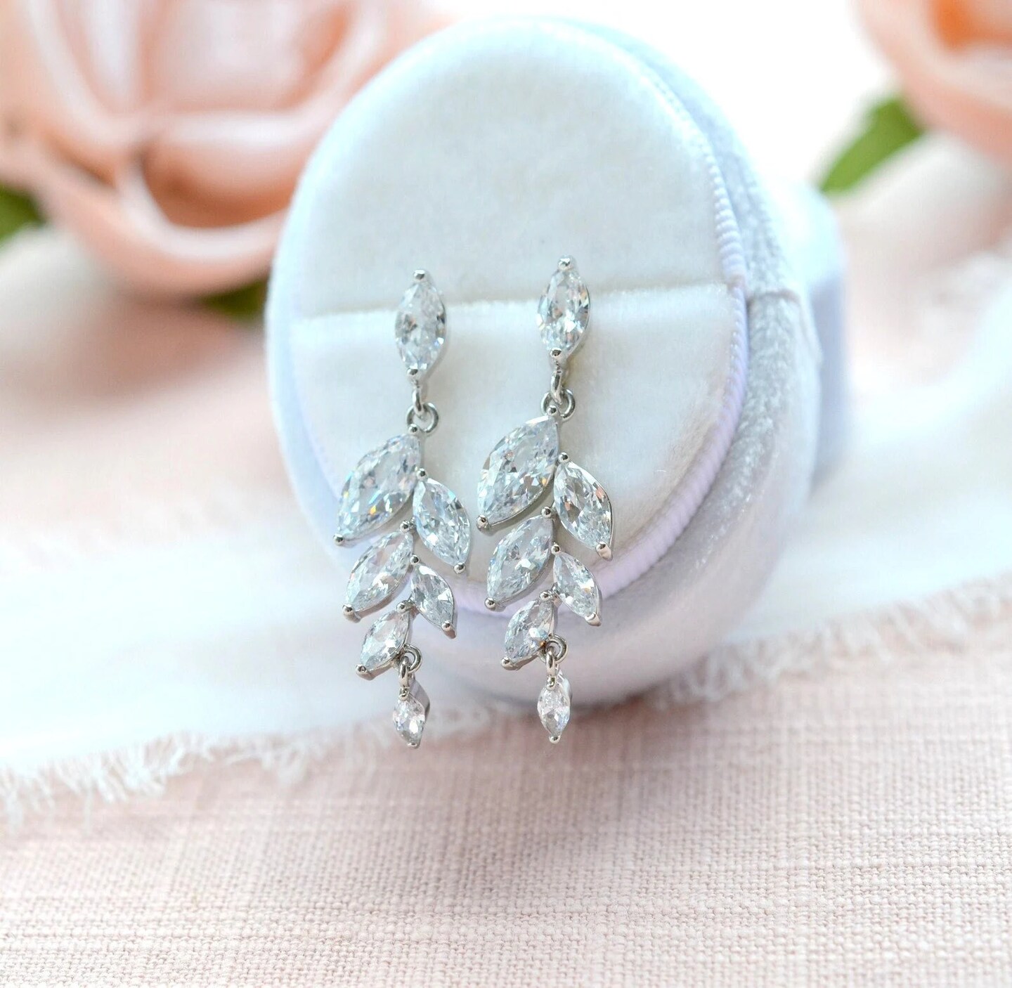 CZ Drop earrings bridal earrings Prom earrings dangle wedding earrings –  customlyourz