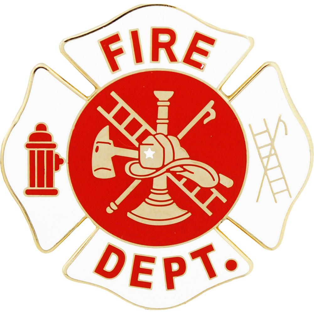Fire Department Logo Shield Pin White 1 1/2&#x22;