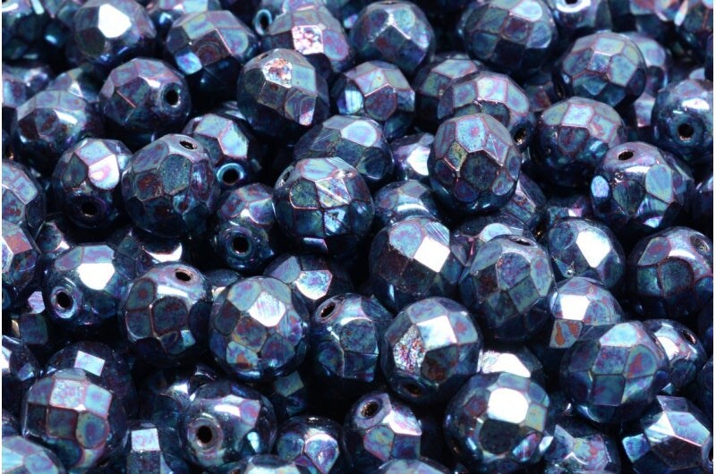 8mm Czech Fire Polish Beads, Jet Nebula, 25 pieces | Michaels