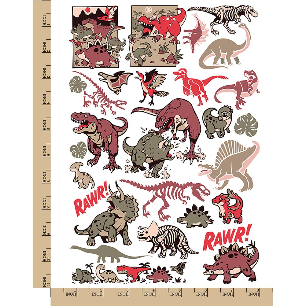 Dinosaurs Prehistoric Jurassic Fossils Temporary Tattoo Water Resistant Fake Body Art Set Collection