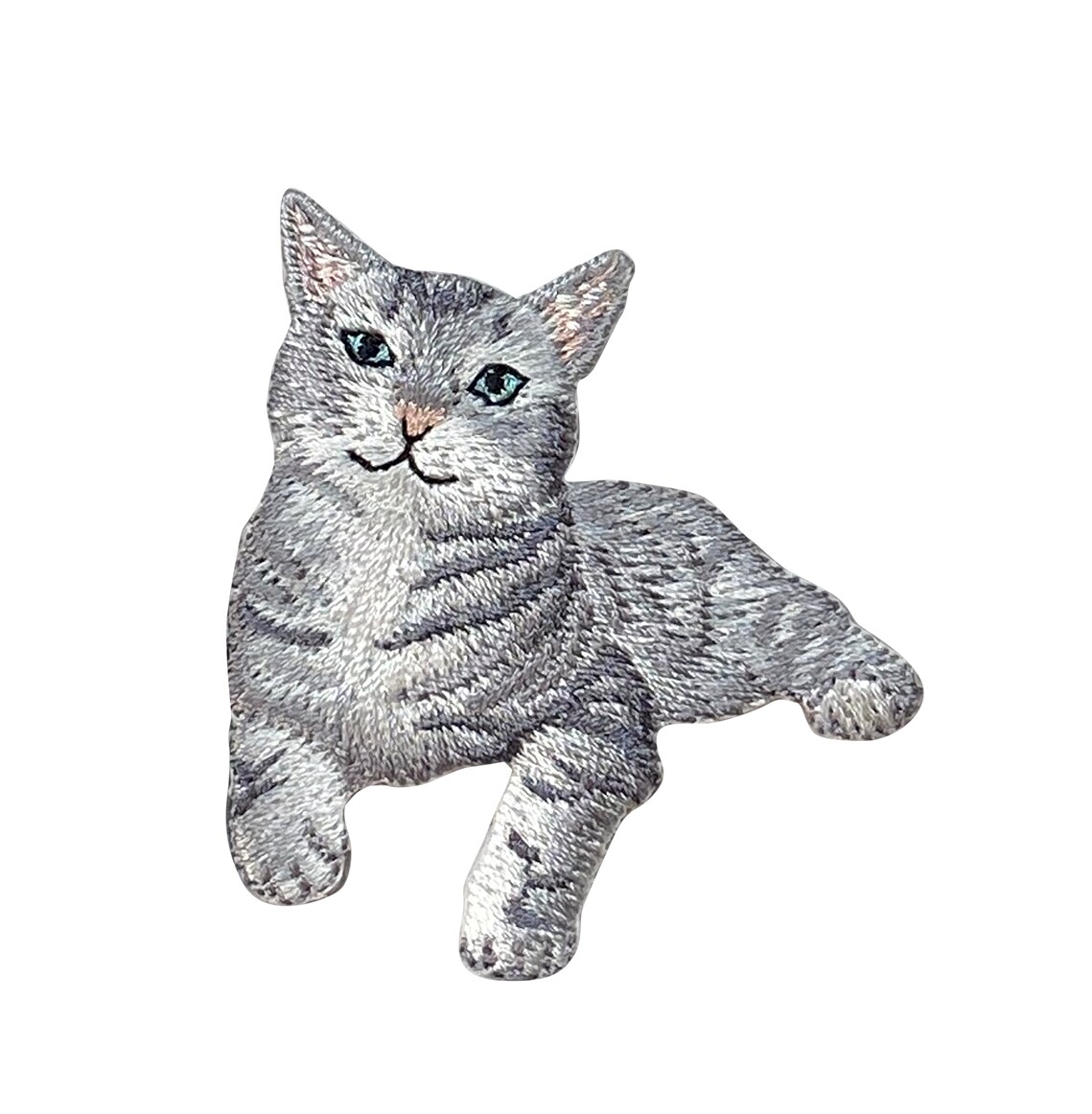 Gray Tabby Cat, Kitten, Realistic Pets, Embroidered, Iron on Patch
