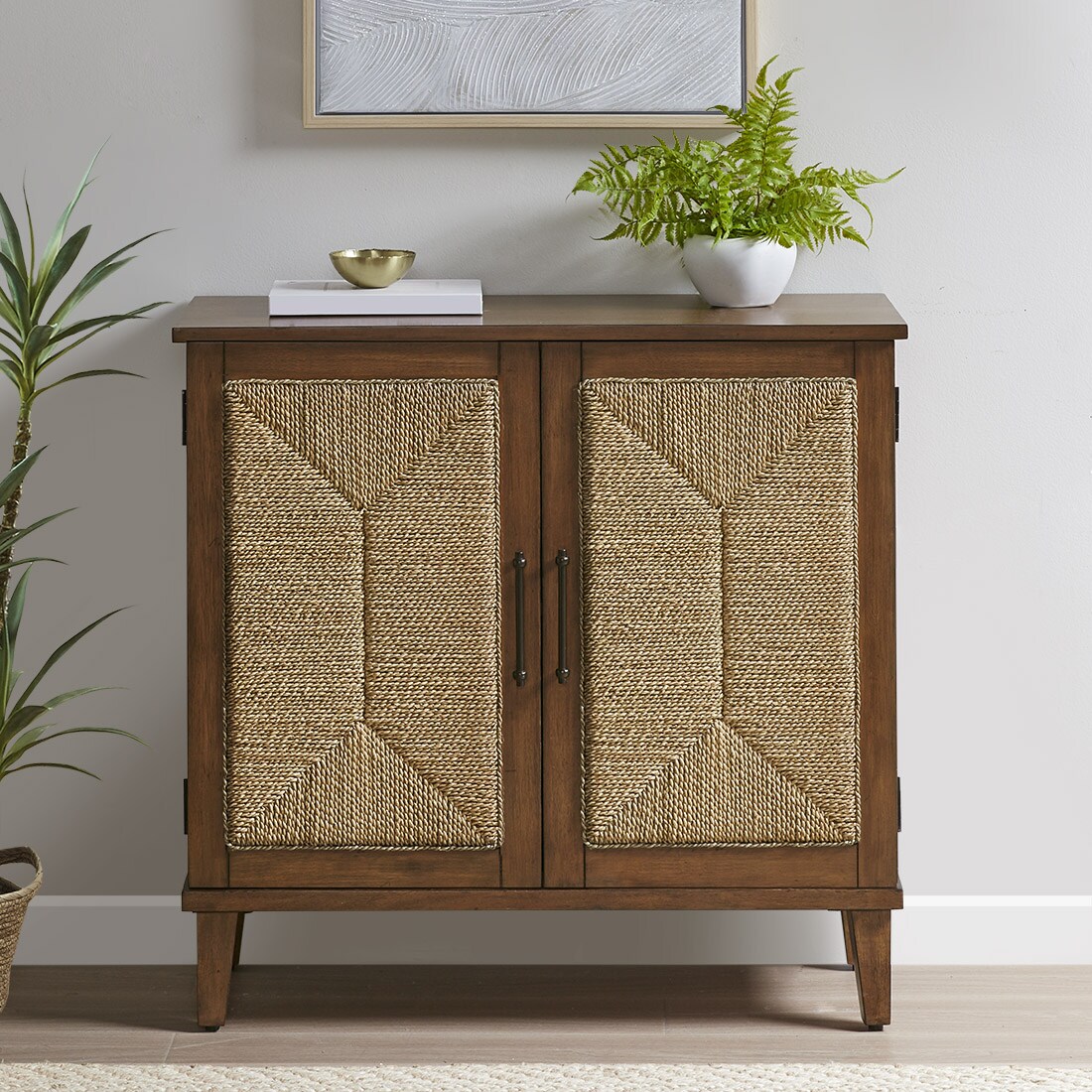 INK+IVY Seagate Handcrafted Seagrass 2-Door Accent chest