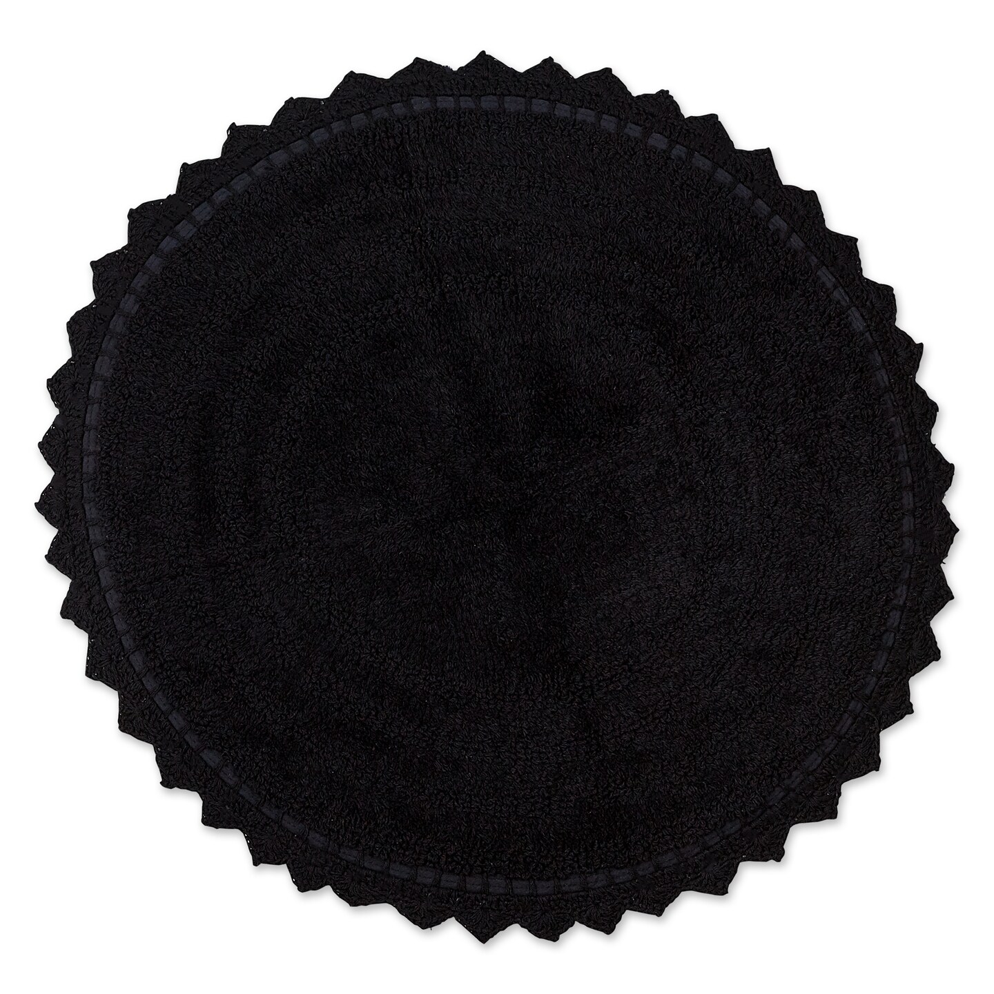 DII Black Round Crochet Bath Mat