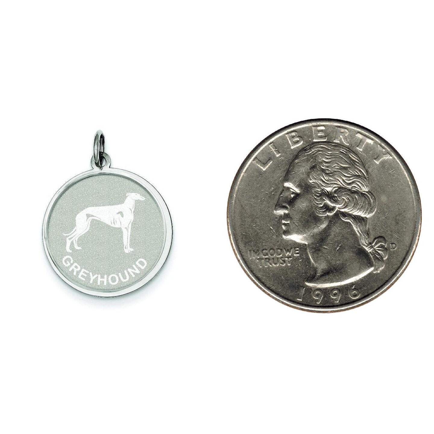 Sterling Silver Greyhound Disc Charm Pendant Jewelry