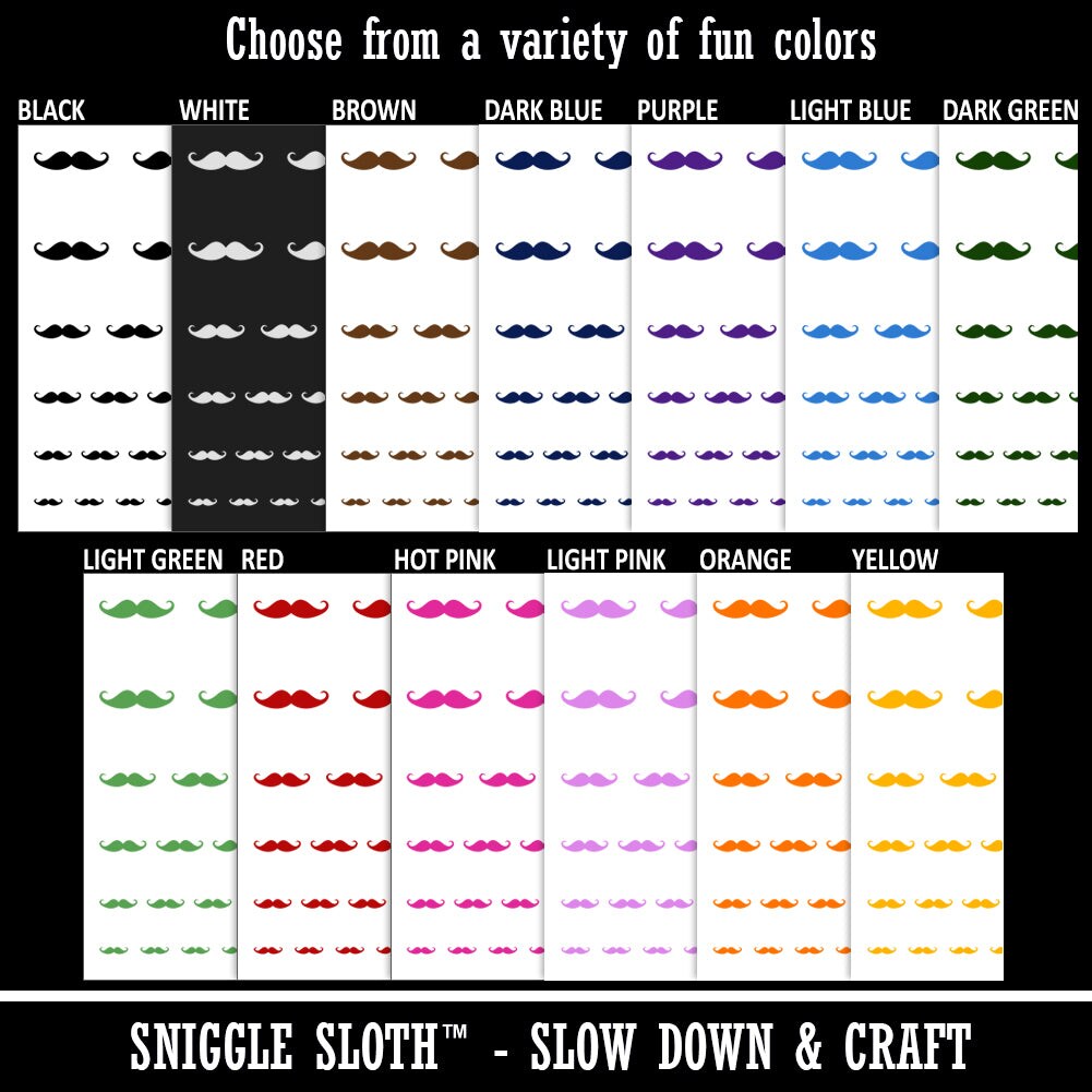 Handlebar Mustache Moustache Silhouette Temporary Tattoo Water Resistant Fake Body Art Set Collection