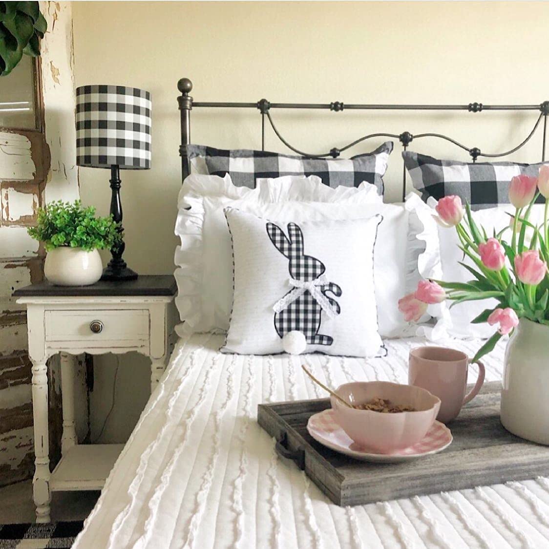 Rustic Farmhouse Large Decorative 24.5 in. x 13 in. Reclaimed Wood Breakfast Platter Tray