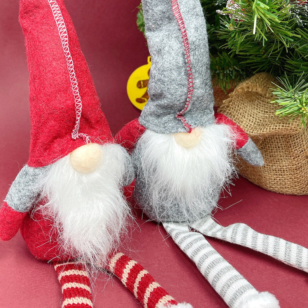 Wrapables Long-Legged Gnome Plush Dolls, Winter and Holiday Tabletop Decorations (Set of 2)