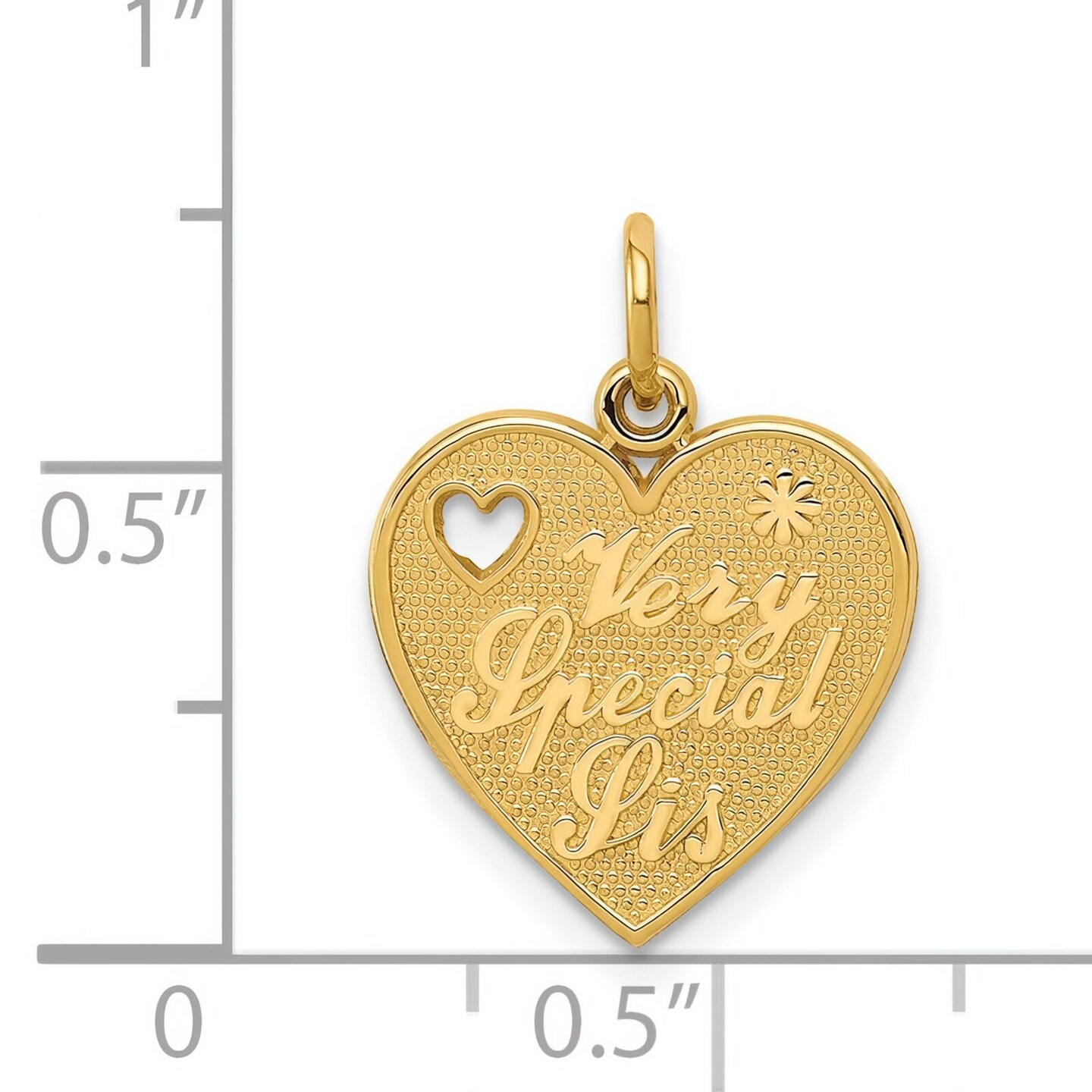 14K Gold Very Special Sis Heart Charm Sister Pendant