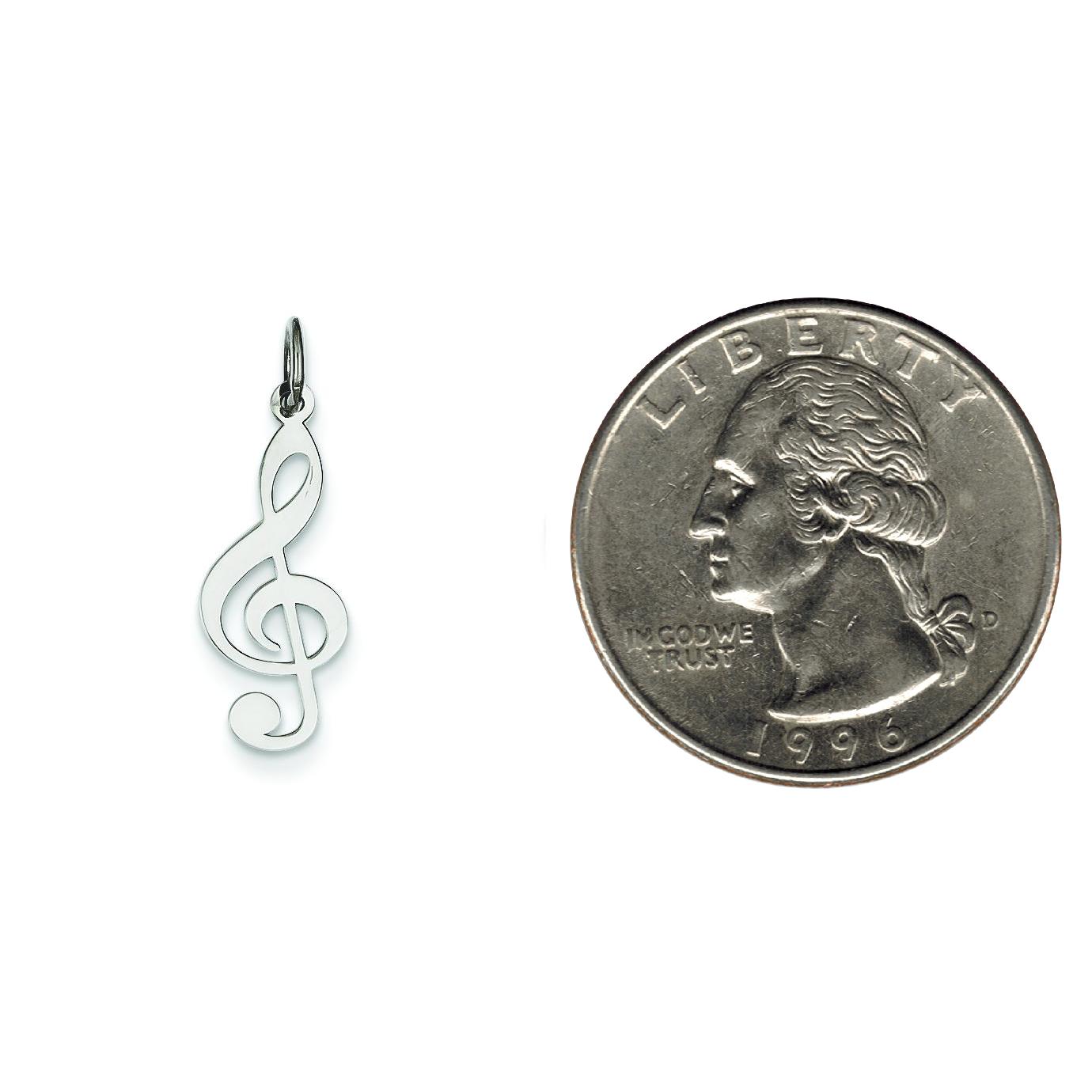 Sterling Silver Treble Clef Charm Pendant Music Jewelry 20 X 9mm