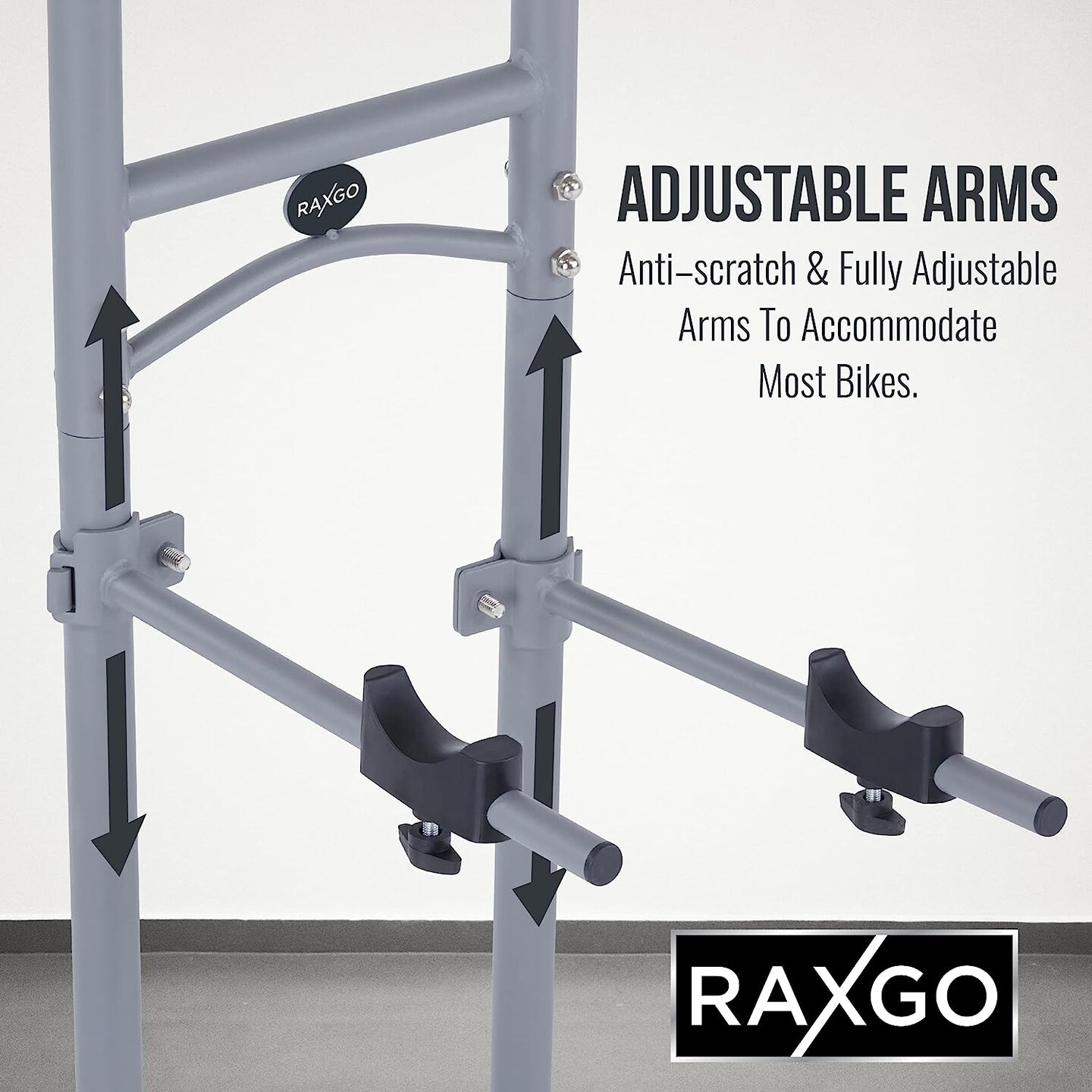 RaxGo Freestanding Bike Storage Rack, 2 Bicycle Indoor Bike Stand with Adjustable Hooks