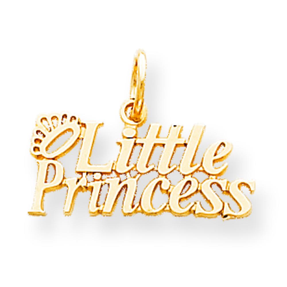 10K Yellow Gold Little Princess Crown Charm Pendant Jewerly 15mm x 21mm