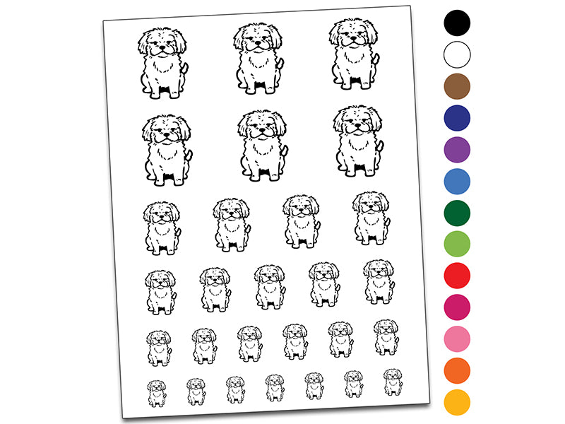 Fluffy Maltese Dog Puppy Temporary Tattoo Water Resistant Fake Body Art Set Collection