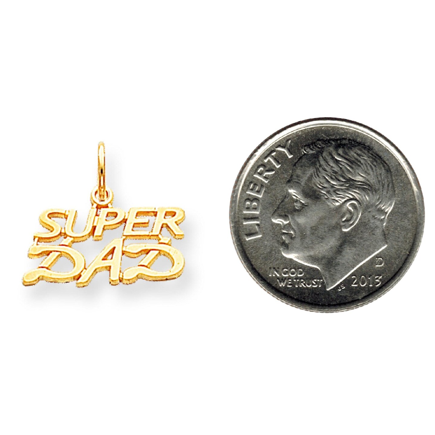 10K Yellow Gold Super Dad Charm Daddy Father Pendant Jewerly 15mm x 17mm