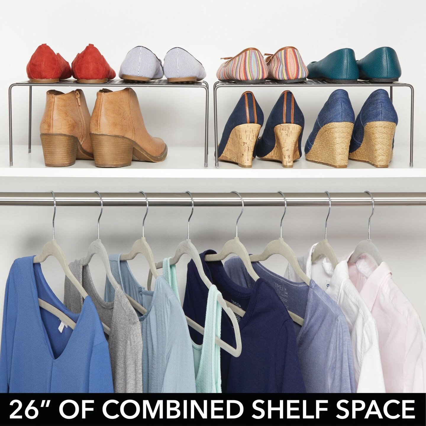 mDesign Metal Closet Organizer Storage Shelf