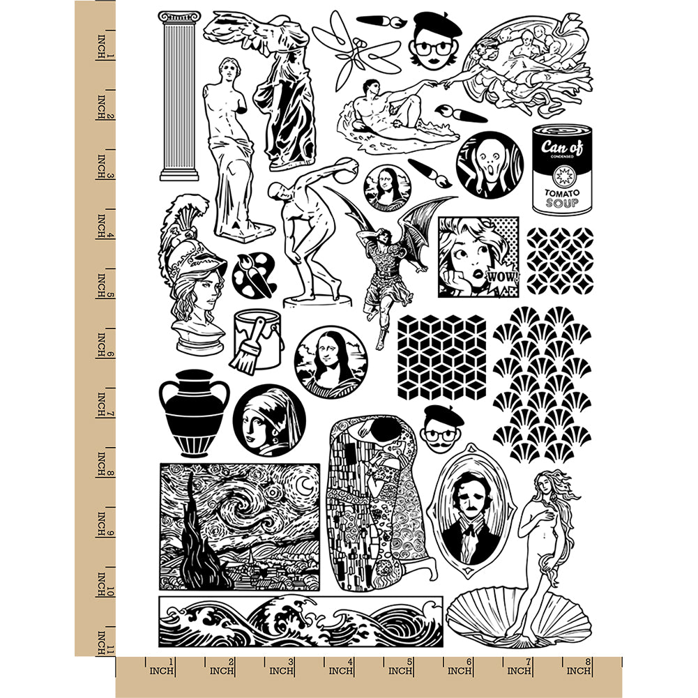 Fine Art Paintings Sculptures Temporary Tattoo Water Resistant Fake Body Art Set Collection