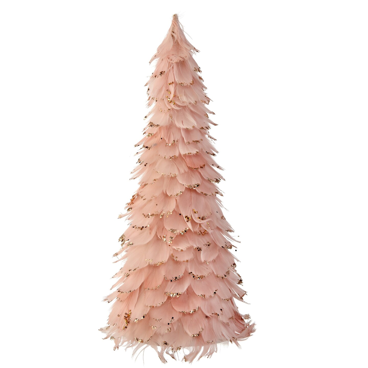 Contemporary Home Living 18&#x22; Pink Feather Cone Christmas Tree with Glitter Tips