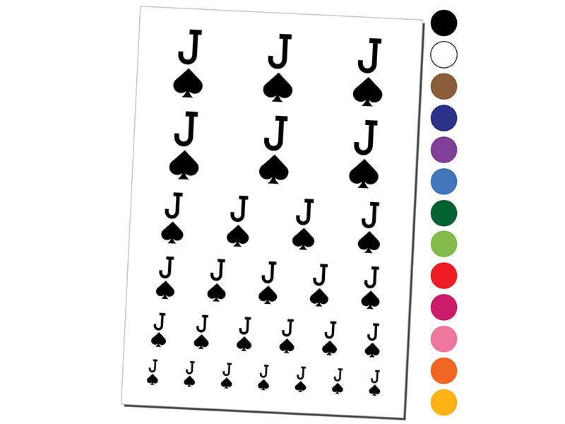 Jack of Spades Card Suit Temporary Tattoo Water Resistant Fake Body Art Set Collection