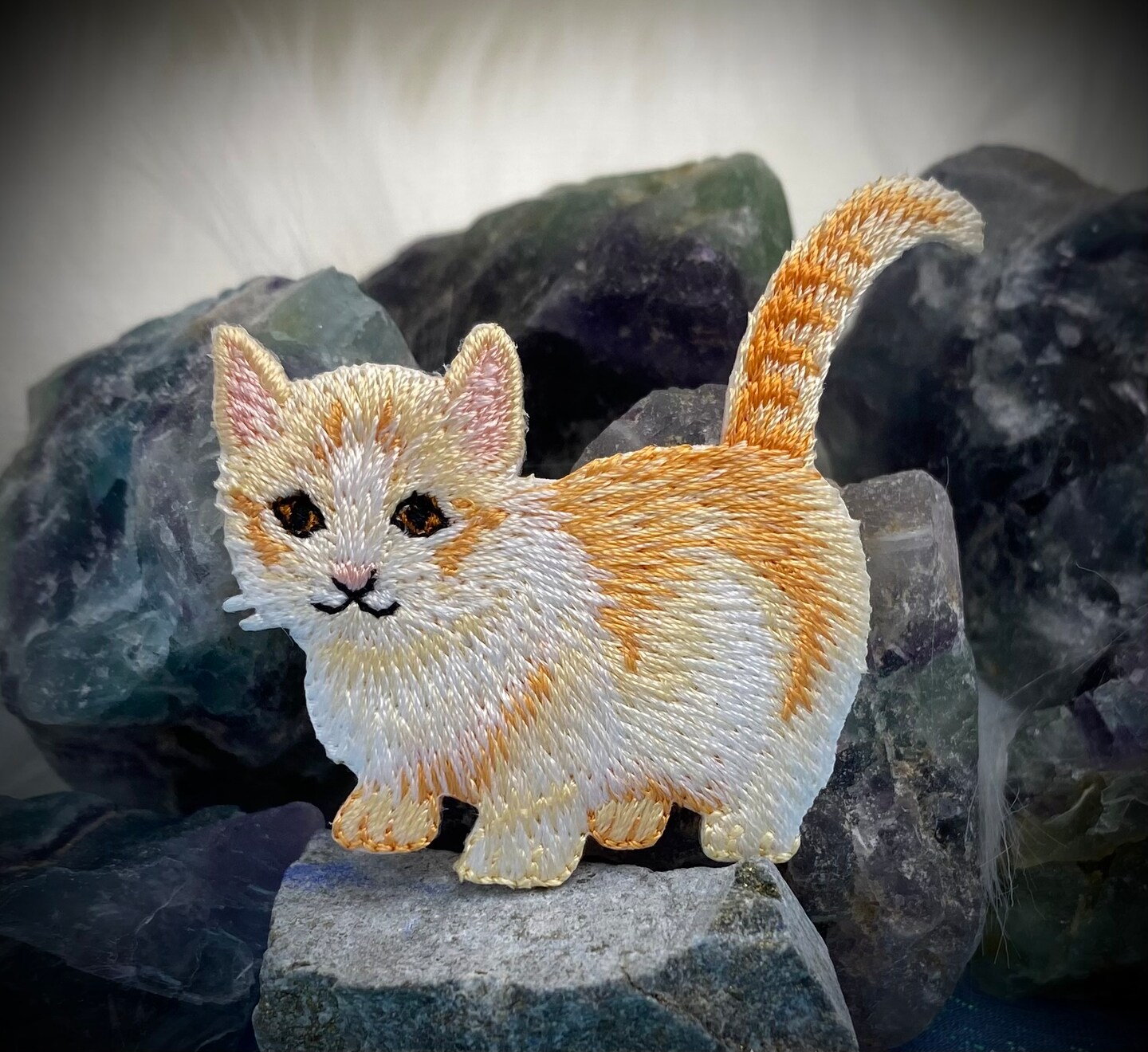 Orange Tabby Cat, Kitten, Realistic Pets, Embroidered, Iron on Patch