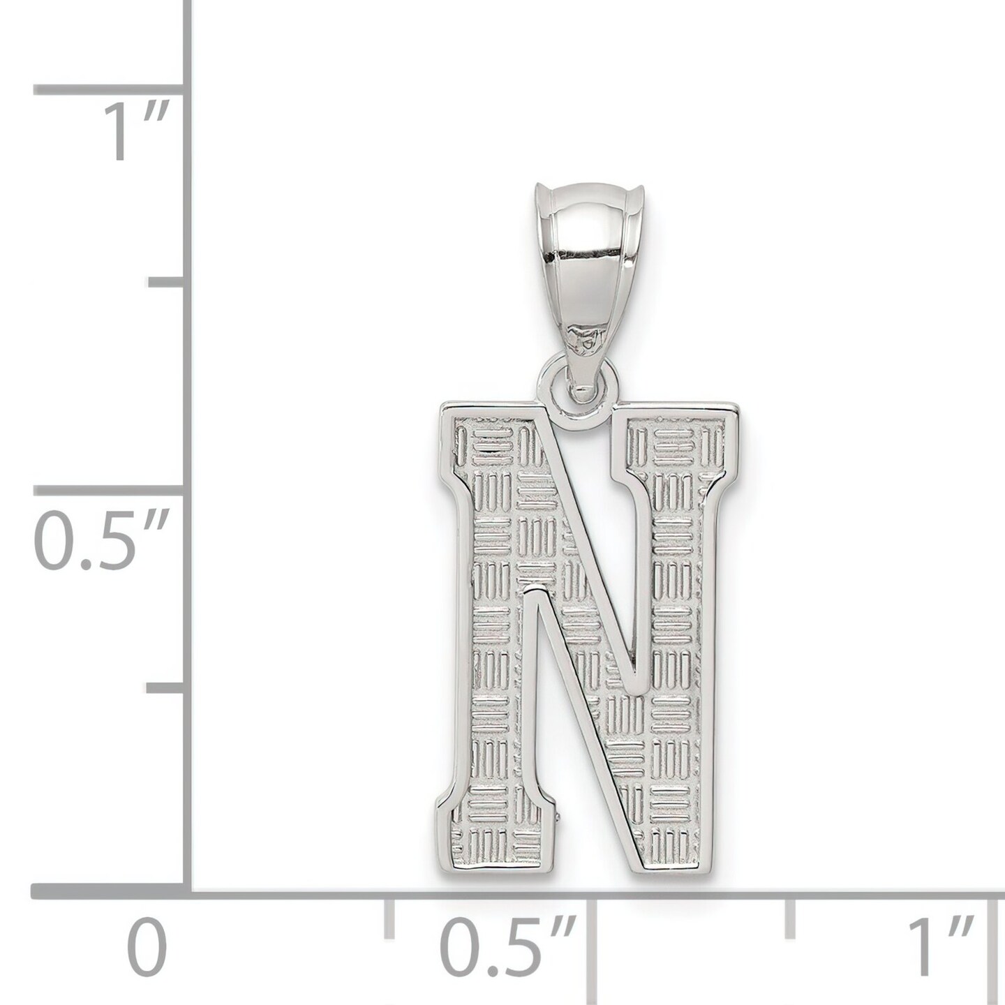 Sterling Silver Initial Letter N Charm Pendant Jewelry 25mm x 9mm