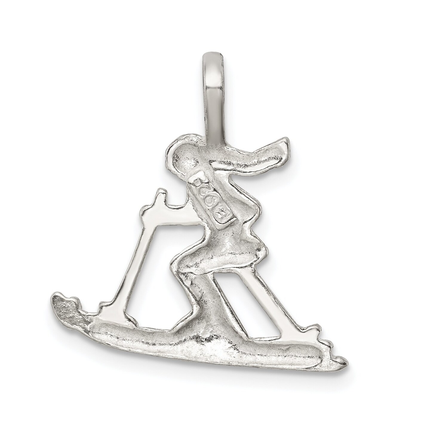 Sterling Silver Skier Pendant Charm Skiing Jewelry