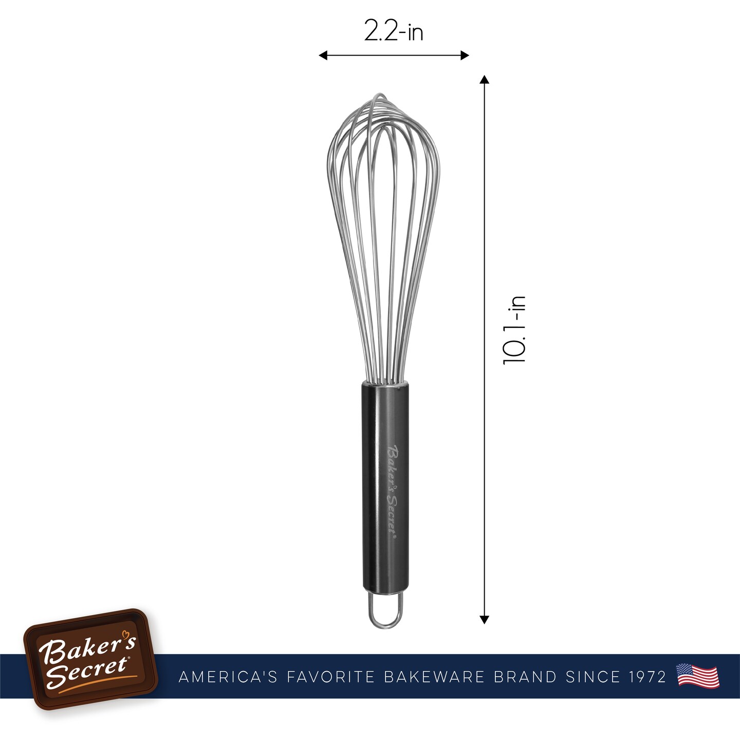 Baker's Secret 10" Stainless Steel Whisk, for Baking Cooking, Balloon Whisk , Kitchen Essentials