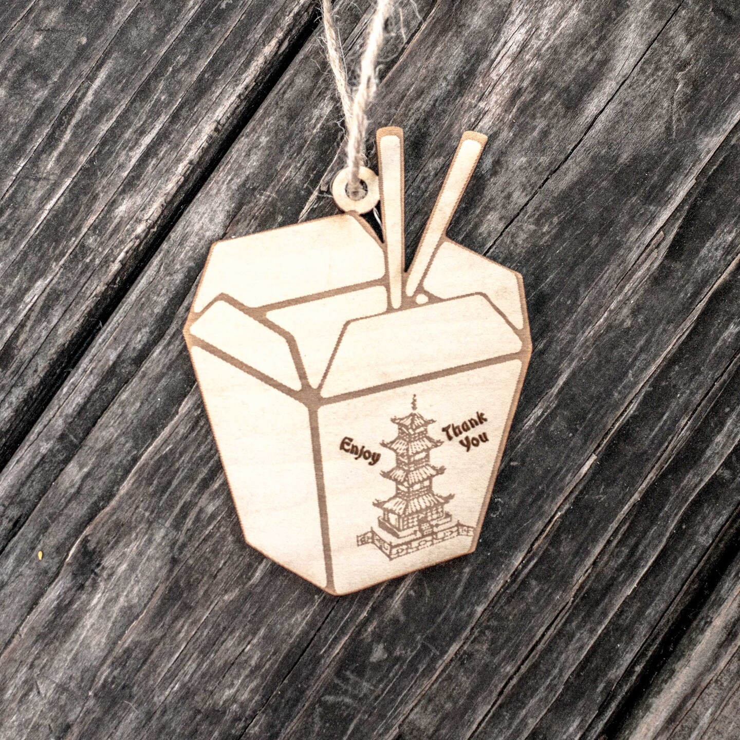 Ornament - Chinese Take-Out - Raw Wood 3x4in Ornament - Chinese Take-Out - Raw Wood 3x4in